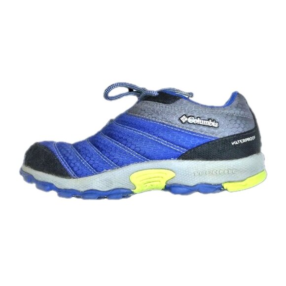 Columbia Kids Plateau Waterproof Hiking Shoes - Size 4 Blue Yellow Sneakers - Picture 9 of 10
